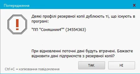 Соната Резервні копії